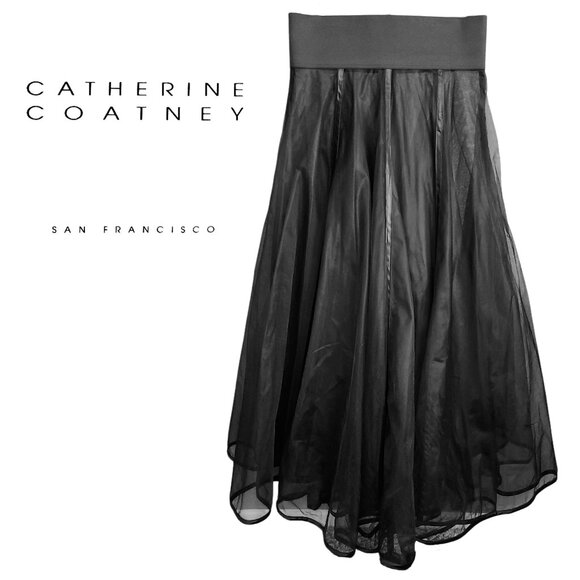 CATHERINE COATNEY ~ Black Mesh Hi-Waist Maxi Skirt ~ XL ~ RARE ~ EUC - Picture 1 of 14